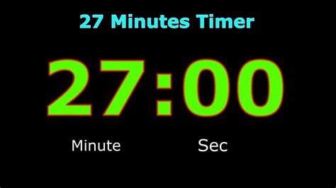 Timer 27 mins - Countdown Timer for 1 hour 27 Minutes. 01: 27:00. Set Sound. Set Time. 1 Second Timer 2 Second Timer 3 Second Timer 4 Second Timer 5 Second Timer 6 Second Timer 7 Second Timer 8 Second Timer 9 Second Timer 10 Second Timer. 1 Minute Timer 2 Minute Timer 3 Minute Timer 4 Minute Timer 5 Minute Timer 6 Minute Timer 7 …